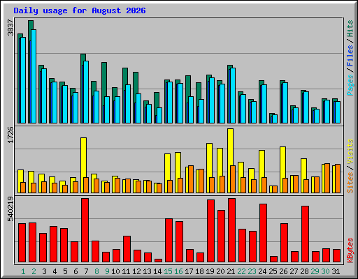 Daily usage for August 2026
